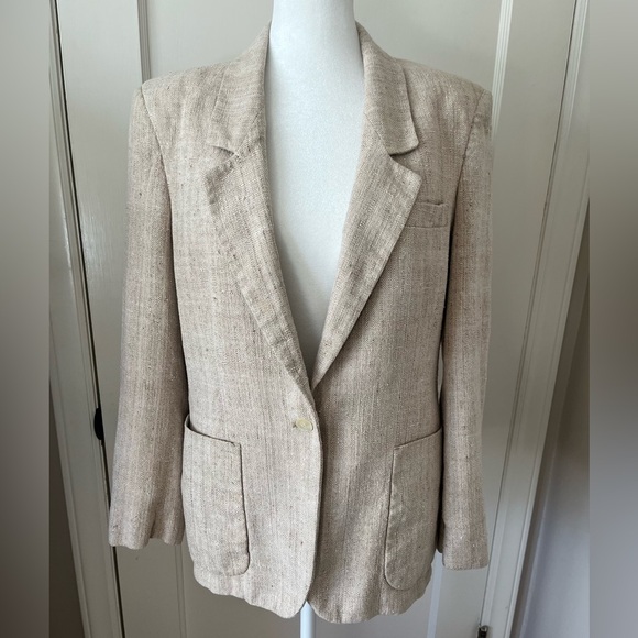 VTG Women's textured Cream Blazer size 8 minimalist capsule old money preppy - Picture 6 of 8